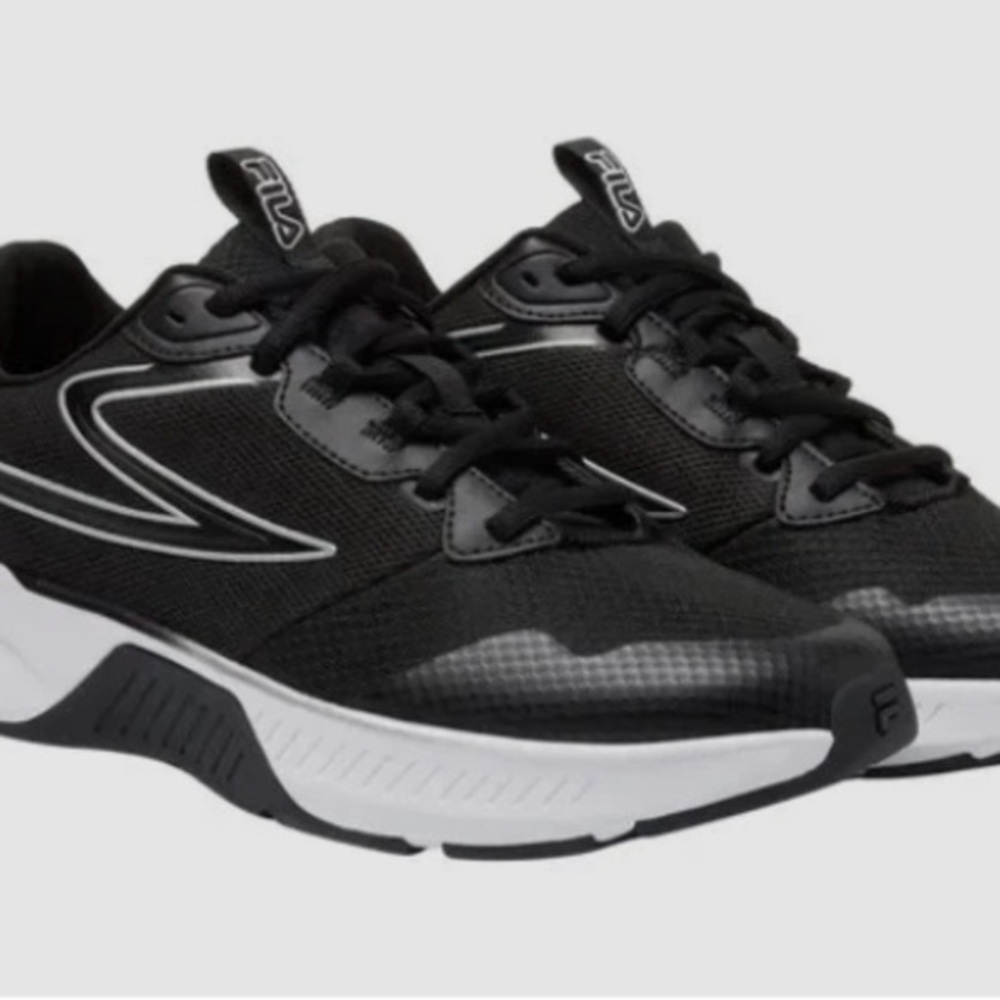 Fila Black and White Action Stride Energized Athletic Sneakers